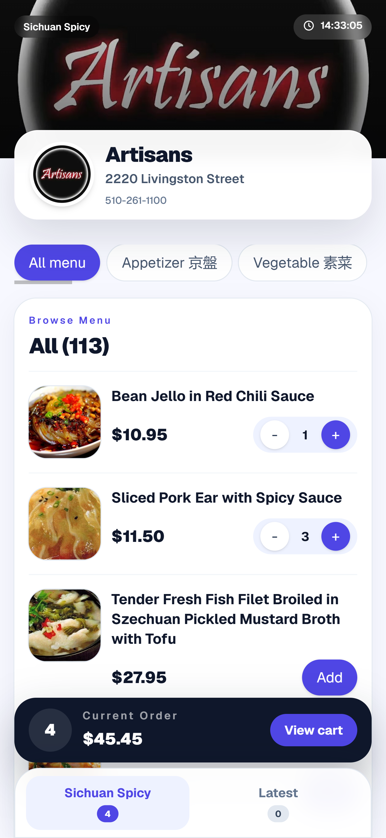 Fora Food Service guest ordering on a phone